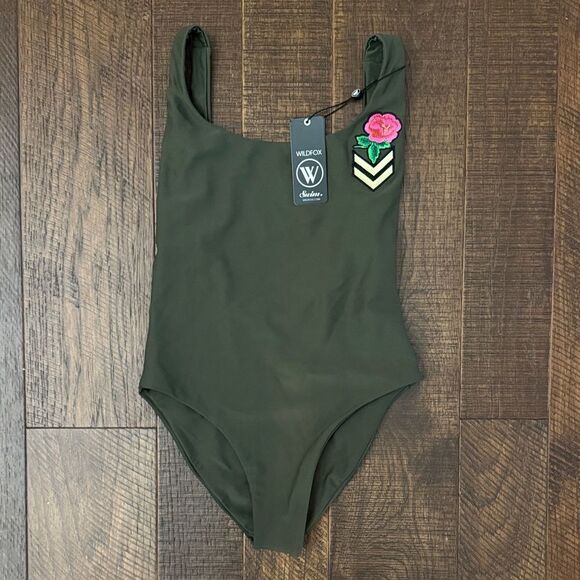 NWT WILDFOX candice one piece swimsuit in olive Women's Medium - Picture 3 of 10